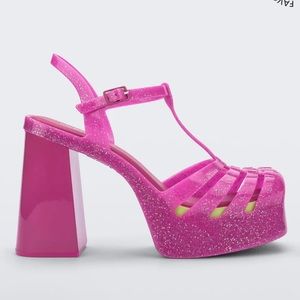 Melissa Party Heel Glitter Pink Size 5 NIB Bubblegum Scent